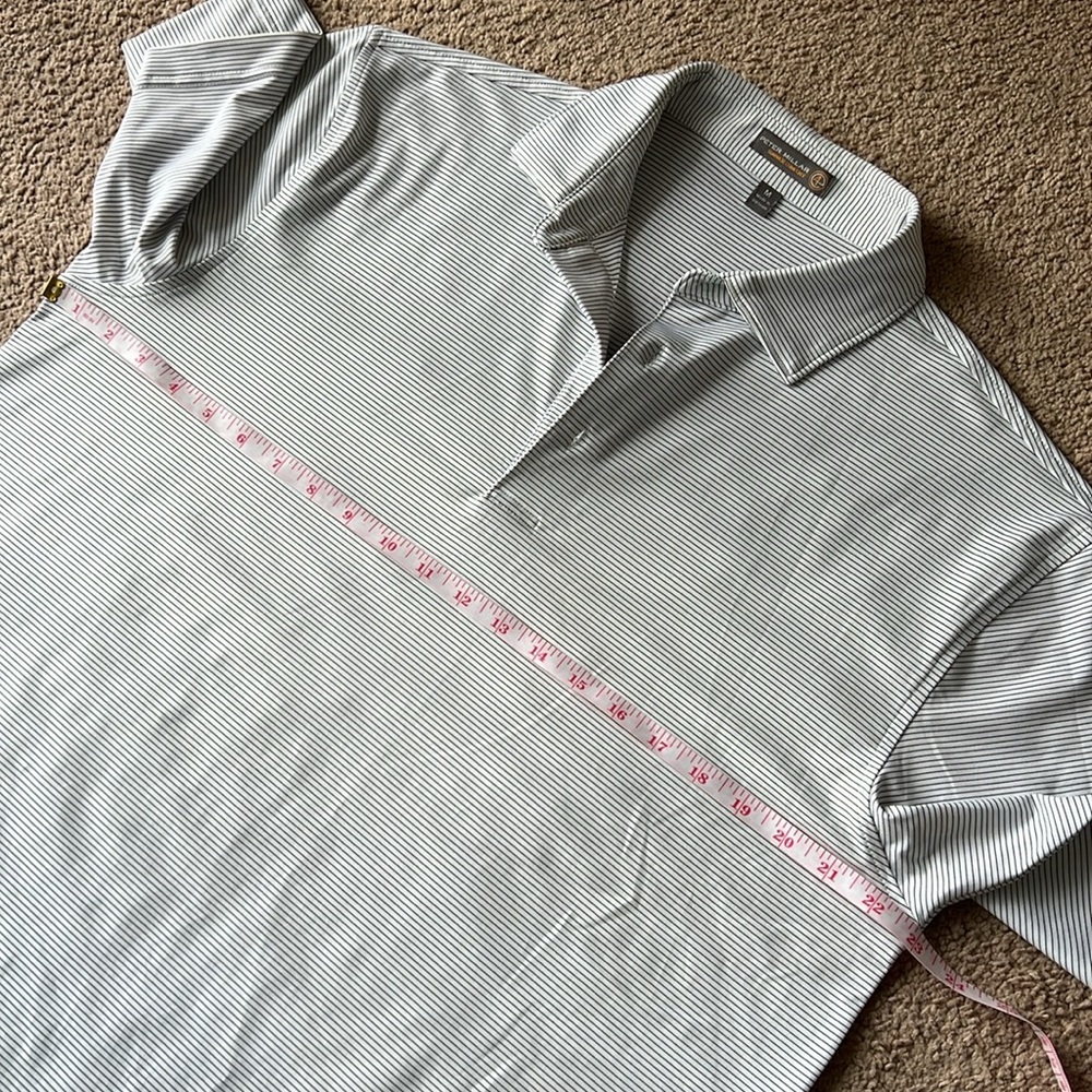 Peter Millar Crown Sport Summer Comfort  White Black Stripe Polo Golf Shirt (B3) - Picture 5 of 8